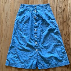 Madewell denim button up midi skirt 00
